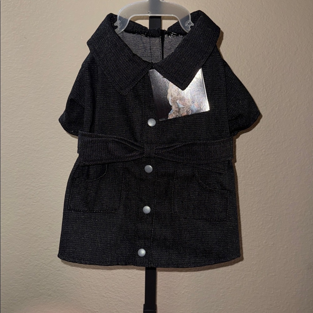 NWT Jessica Simpson Dog Denim Bow Belt Pockets Accent Dress Size S